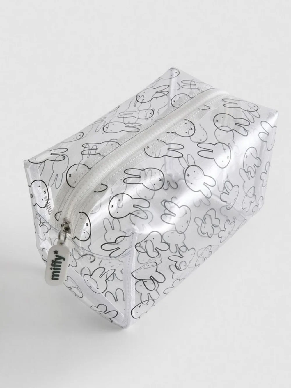 MIFFY Clear Bunny Print Cosmetic Pouch - White & Black